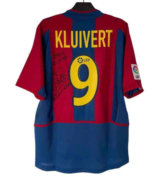 [Có chữ ký] Áo đấu Kluivert Barcelona 0203 có chữ ký