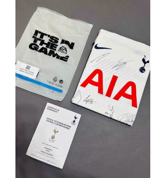 Áo đấu Tottenham Hotspur mùa giải 2023-2024 có chữ ký của toàn đội